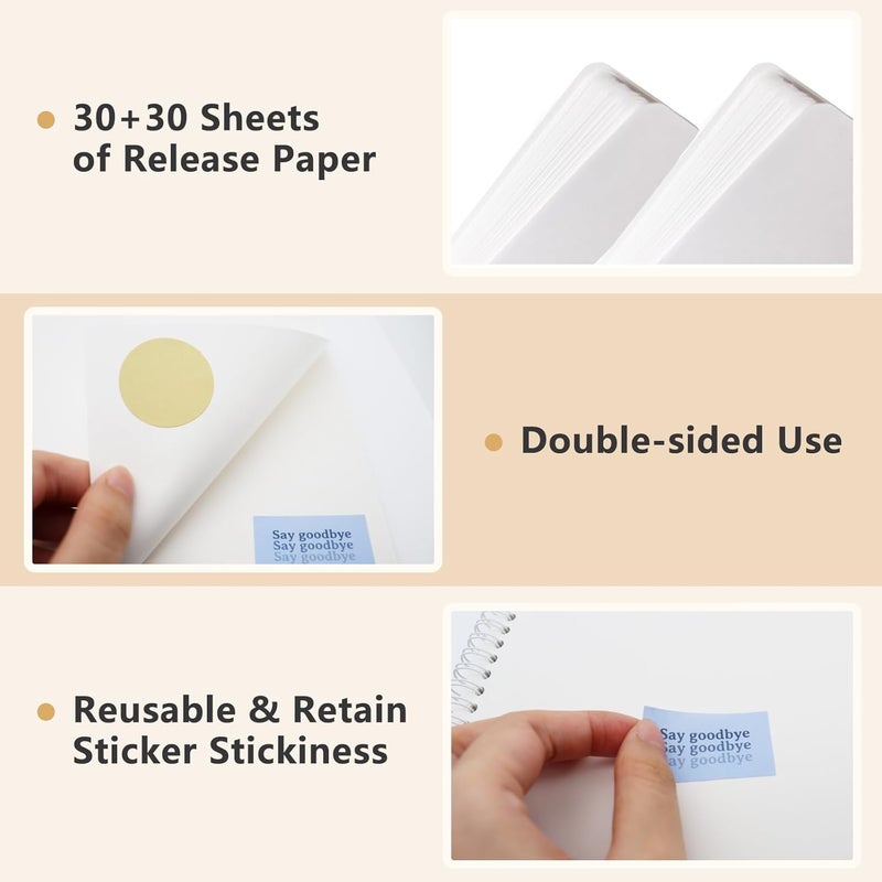 Ruatu 2 Pack Reusable Sticker Book Collecting Album Sticker Storage Organizer Book with 30+30 Sheets Blank Release Paper A5 Stickers Collection Notebook(Black+Clear) - Image 2